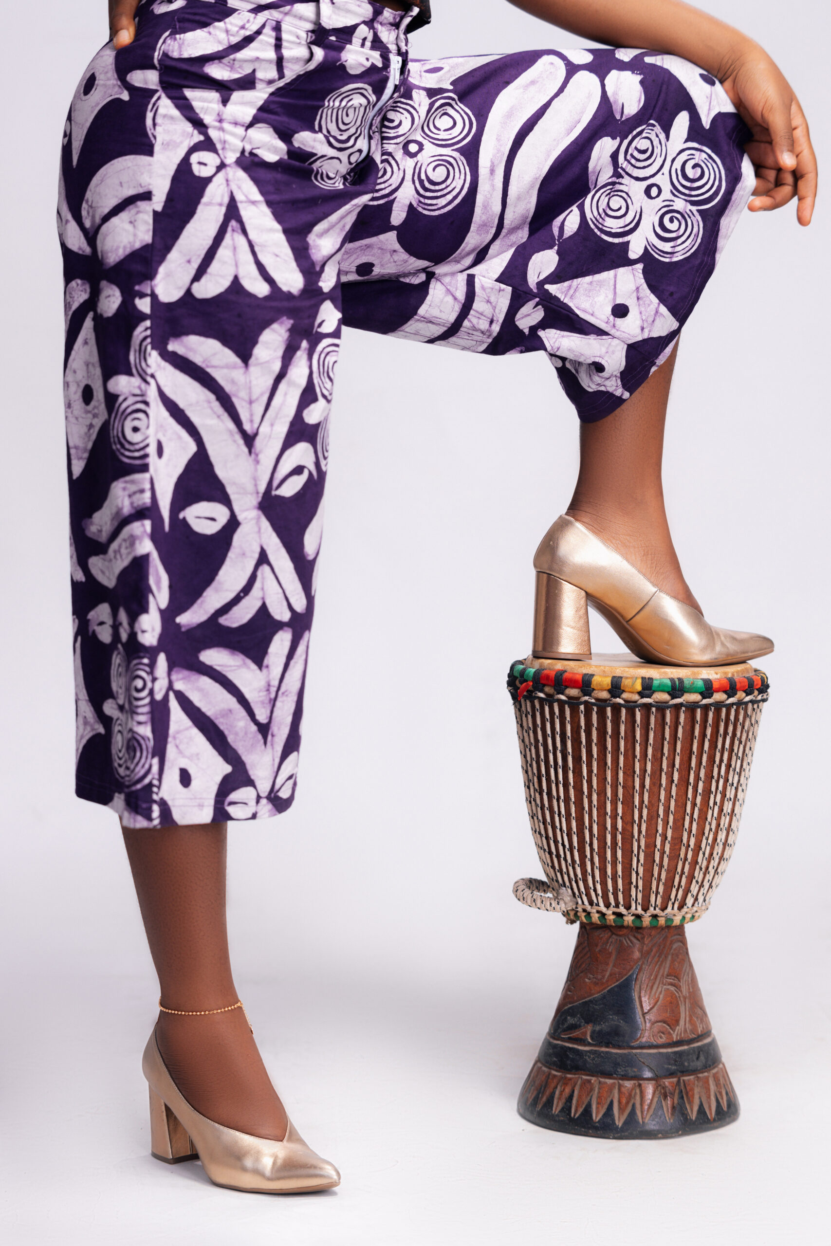 000A0310-Edit Dwennimmen Baggy Capris - Purple & White - Image 1